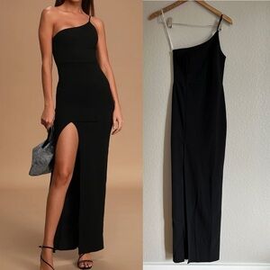 Keeper of My Heart Black One-Shoulder Maxi Dress NWOT